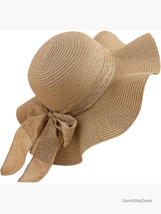 Wide Brim Floppy Sun Hat with Adjustable String - Foldable Roll-Up Straw Beach main image 7